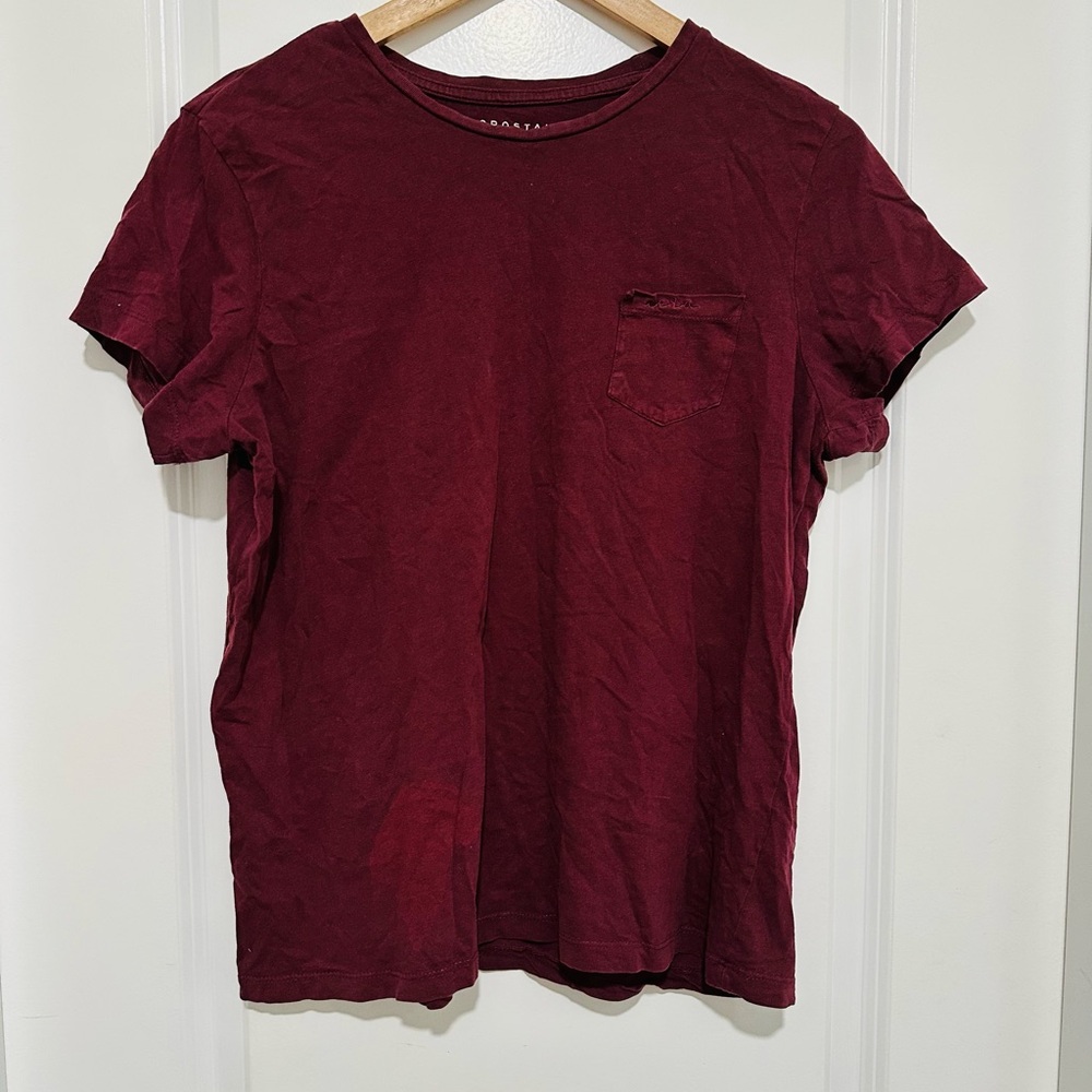 2/$15 Aeropostale Deep Red Short Sleeve Tee 100% Cotton Women’s Large
